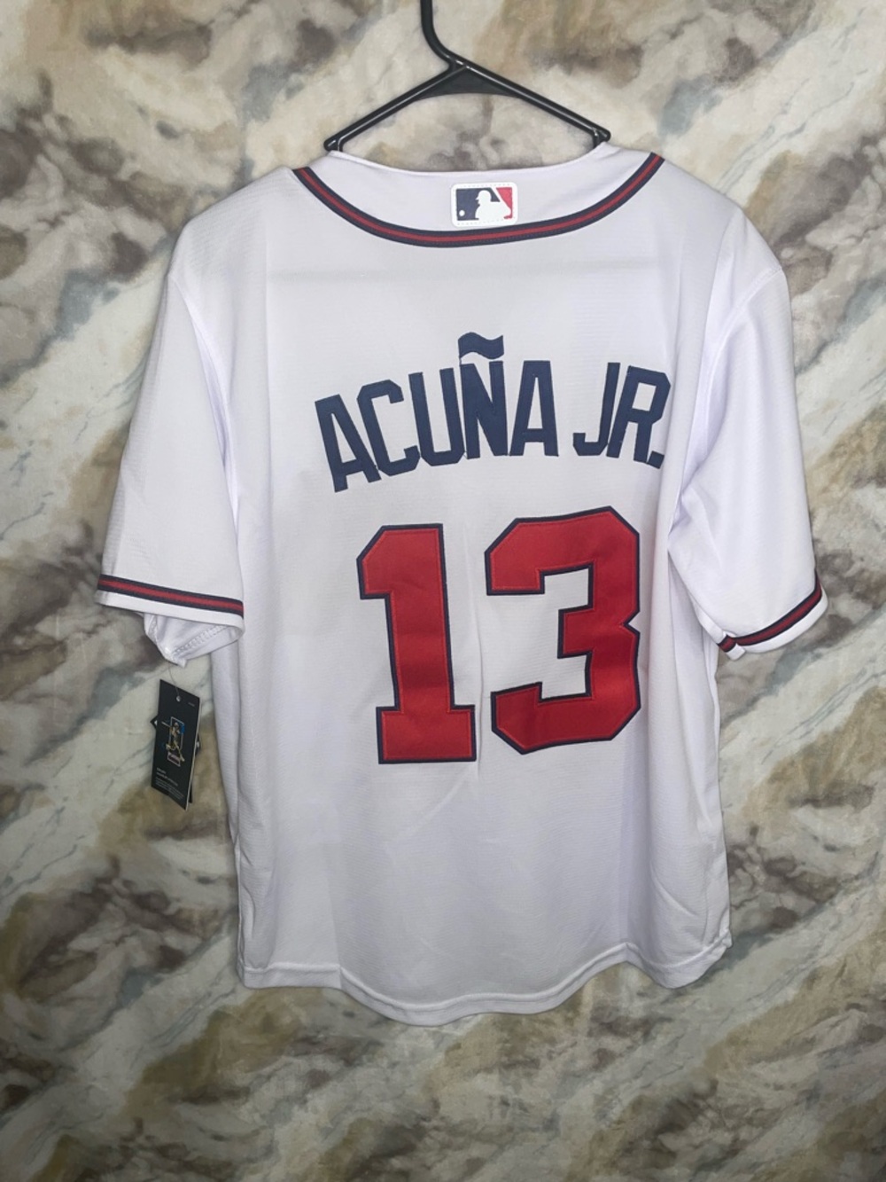 Official White Acuña Jr. #13 Men’s Baseball Jersey Medium